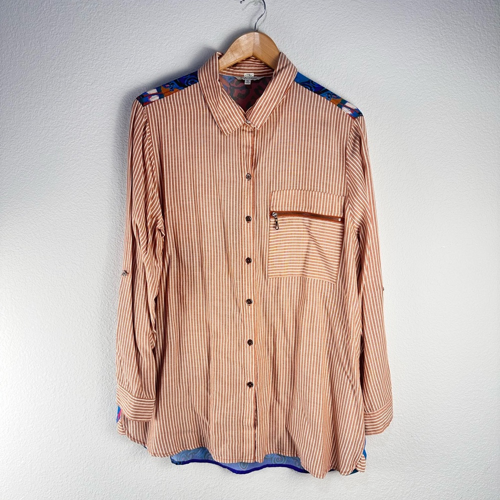 John‎ Mark Patchwork Button Up Shirt Sz XL